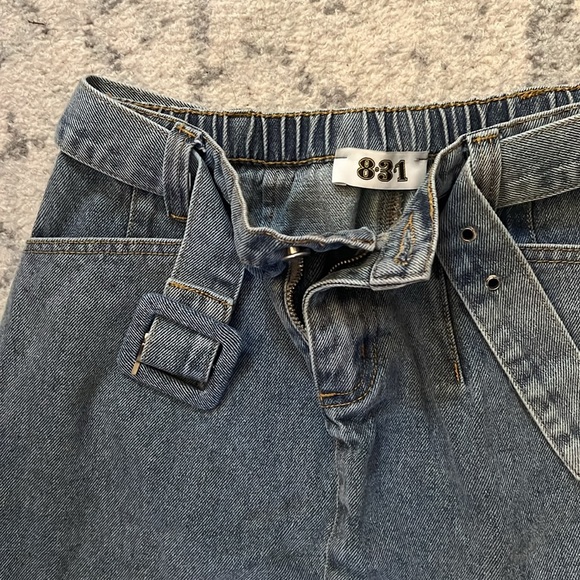 831 denim skirt with matching belt no size but fits xs/s - Picture 2 of 4